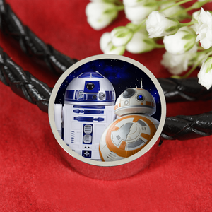 R2-D2 BB-8 Unisex Leather Charm Bracelet