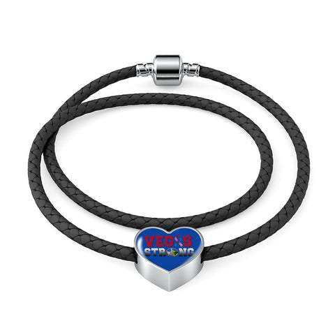 Image of Vegas Strong Unisex Heart Charm Leather Bracelet