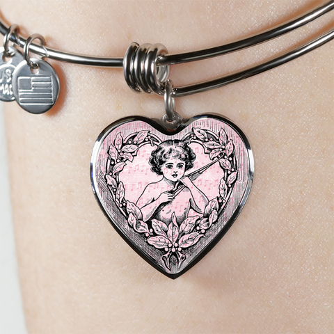 Angel Girl Vintage Heart Bangle Bracelet