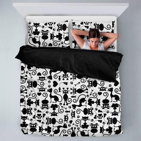 Image of Cats Bedding Set White