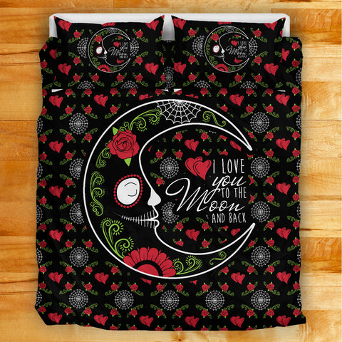 Love You To The Moon Sugar Skull Bedding Set