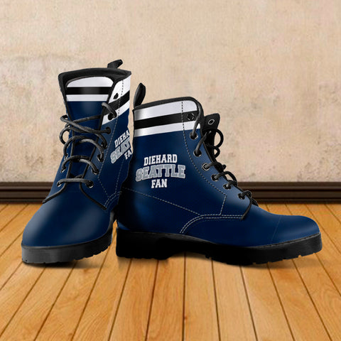 Image of Diehard Seattle Fan Sports Leather Boots Navy