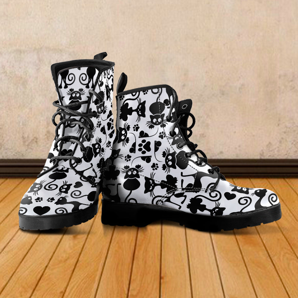 Cats Leather Boots White