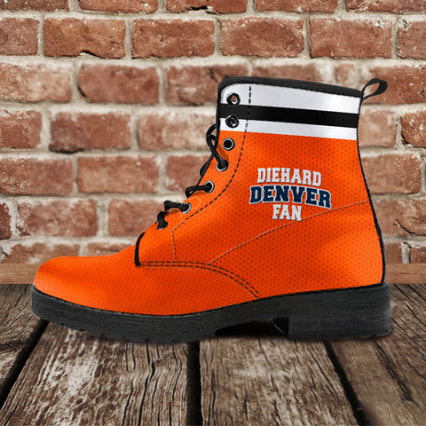 Diehard Denver Fan Sports Leather Boots Orange