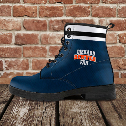 Image of Diehard Denver Fan Sports Leather Boots Navy