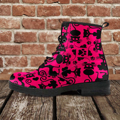 Image of Cats Leather Boots Pink