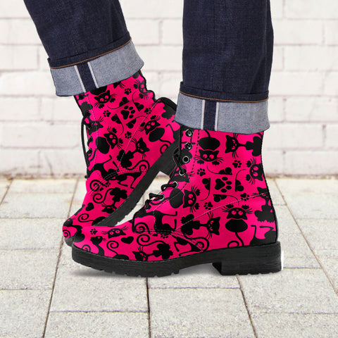 Image of Cats Leather Boots Pink