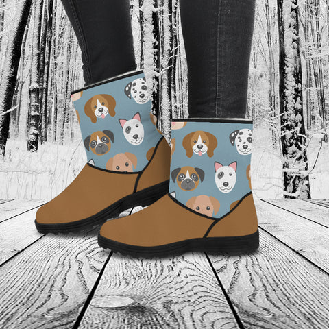 Image of Cartoon Puppies Caramel Faux Fur Boots