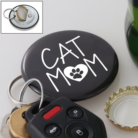 Cat Mom Magnetic Bottle Opener Keychain