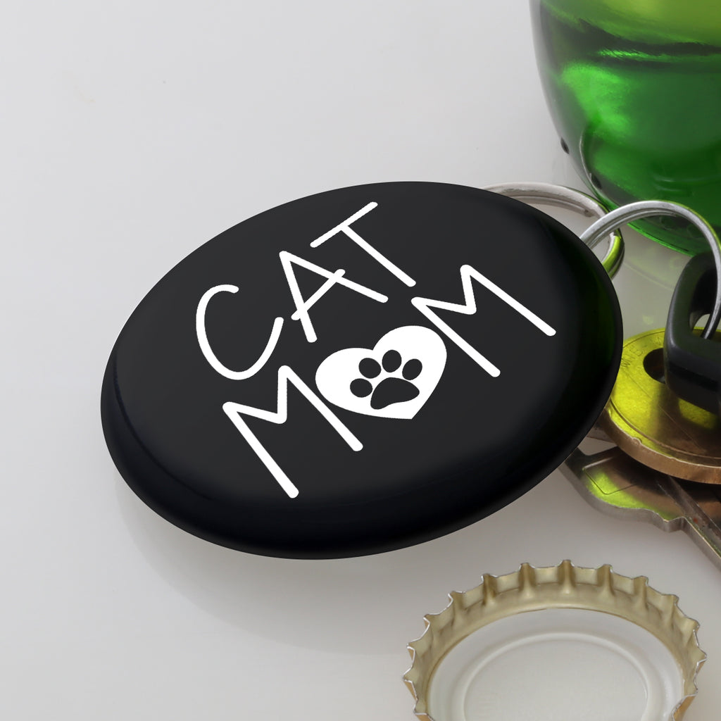 Cat Mom Magnetic Bottle Opener Keychain