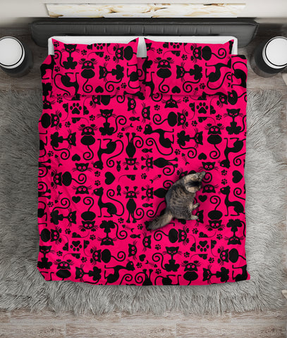 Image of Cats Bedding Set Pink