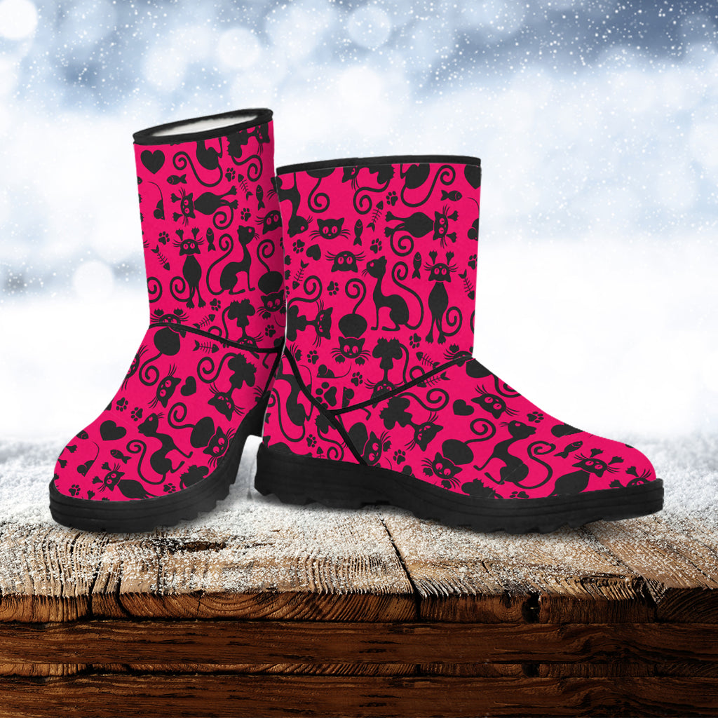 Cats Faux Fur Boots Pink