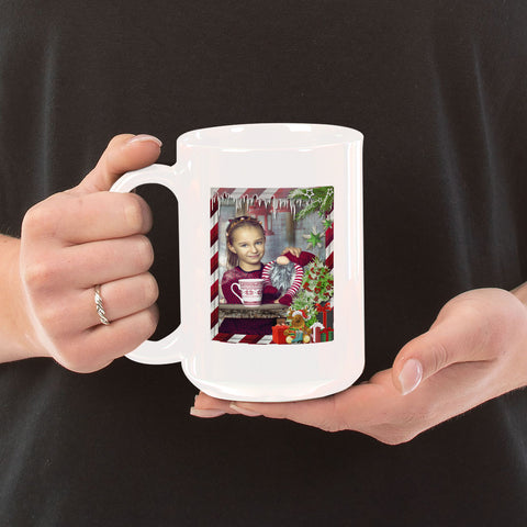 Image of Christmas Photo Frame Personalized 15oz Ceramic Mug