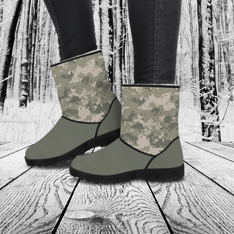 Image of Digital Camouflage Faux Fur Boots