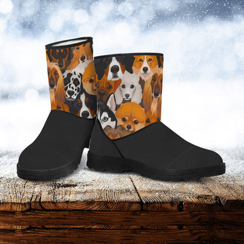 Image of Dogs Black Faux Fur Boots