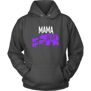 Purple Mama Bear with 3 Cubs Charcoal 5XL Hoodie