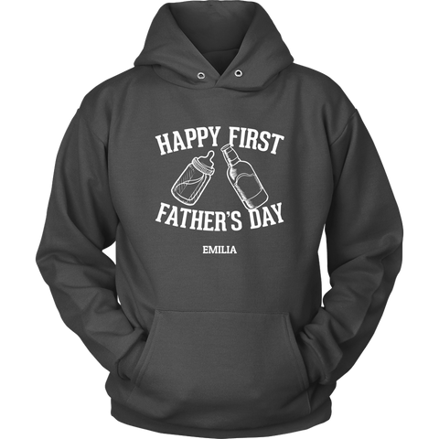 Image of Happy First Fathers Day Personalized Hoodie Sweatshirt