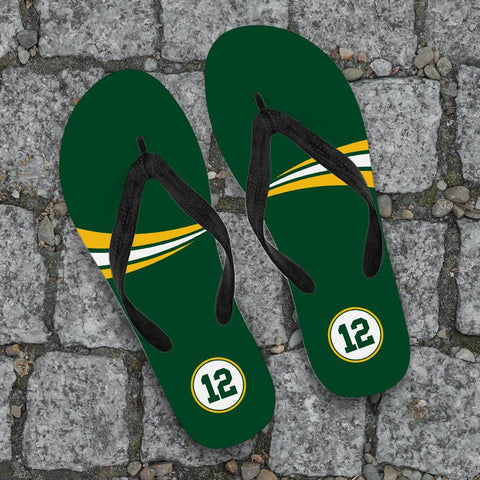 Image of Green Bay 12 Sports Flip Flops