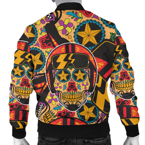Biker Sugar Skull Men's Bomber Jacket