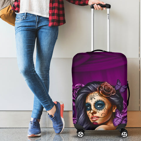 Image of Calavera Sugar Skull Luggage Cover Violet