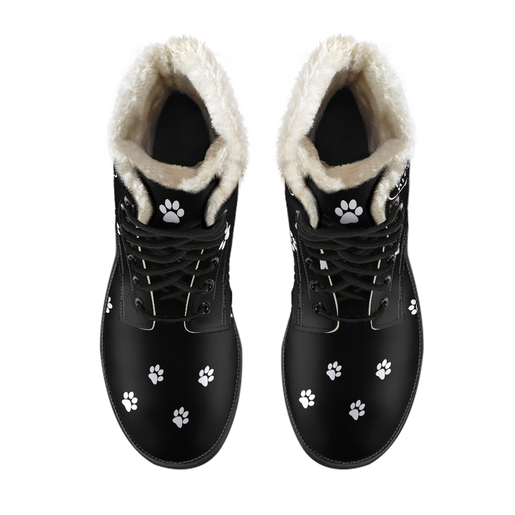 Dog Mom Heart Faux Fur Leather Boots