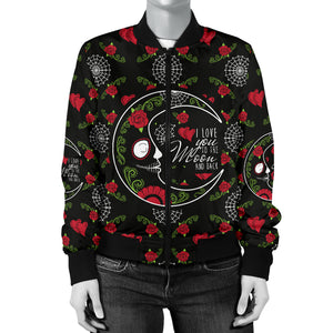 Love You To The Moon Sugar Skull Women's Bomber Jacket