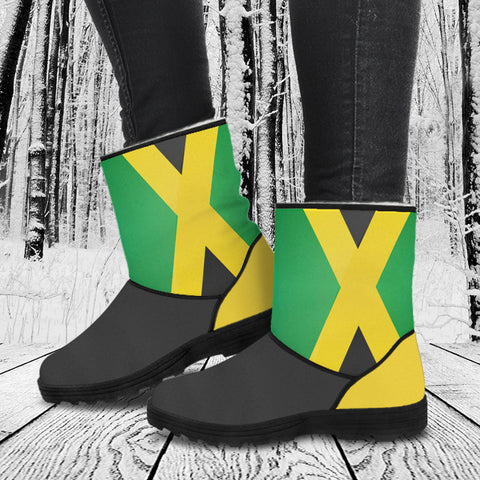 Image of Jamaica Flag Faux Fur Boots