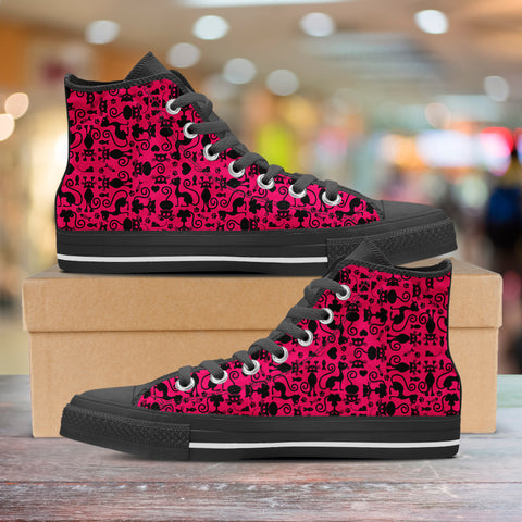 Image of Cats High Top Shoes Pink Black