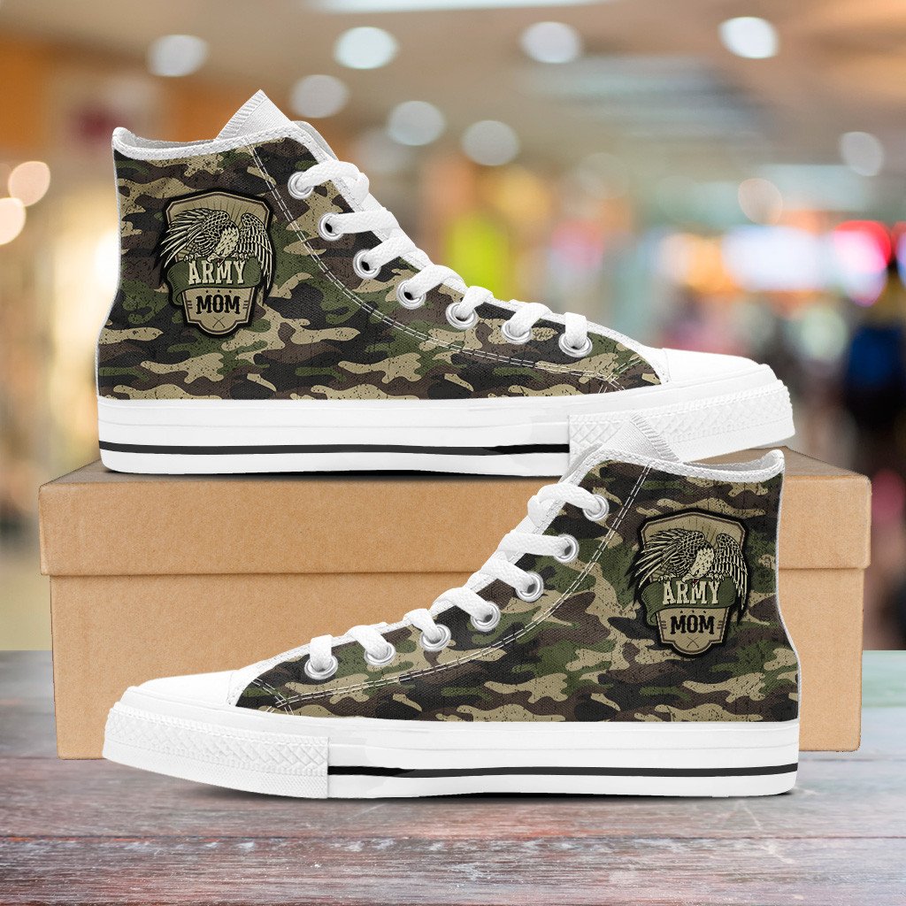 Army Mom and Army Dad Camouflage High Top Shoes