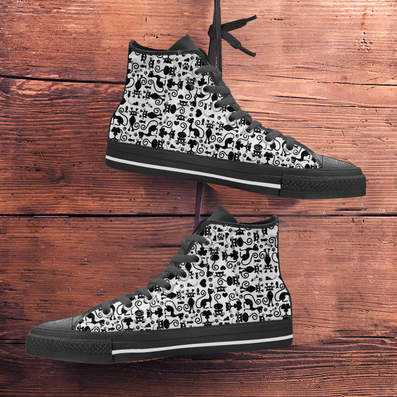 Cats High Top Shoes White Black