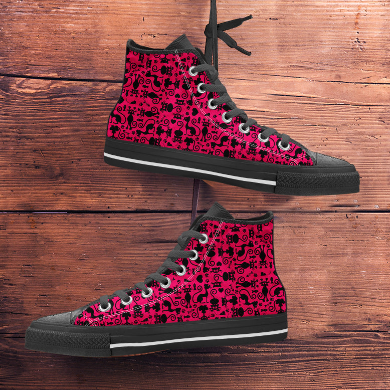 Cats High Top Shoes Pink Black