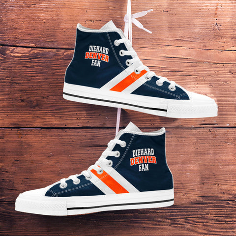 Image of Diehard Denver Fan Sports High Top Shoes Navy White