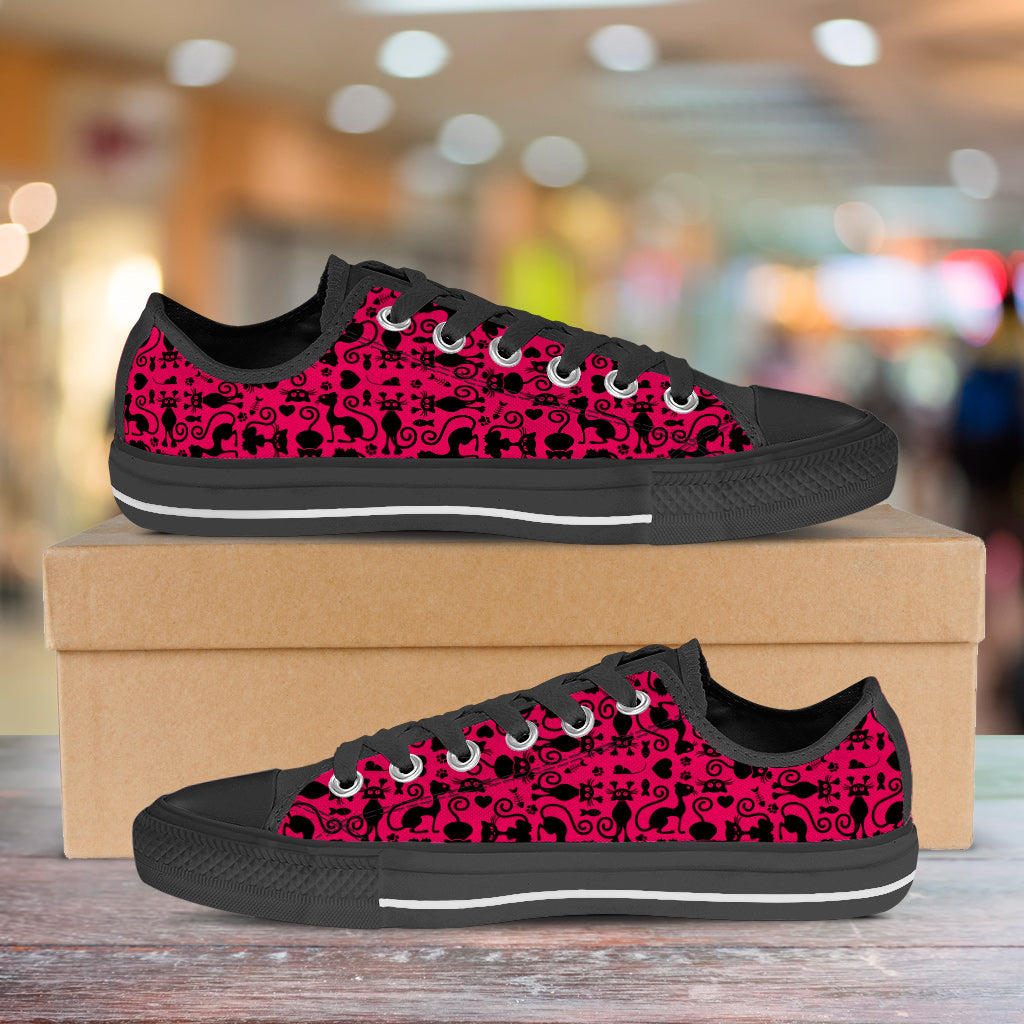 Cats Low Top Shoes Pink Black