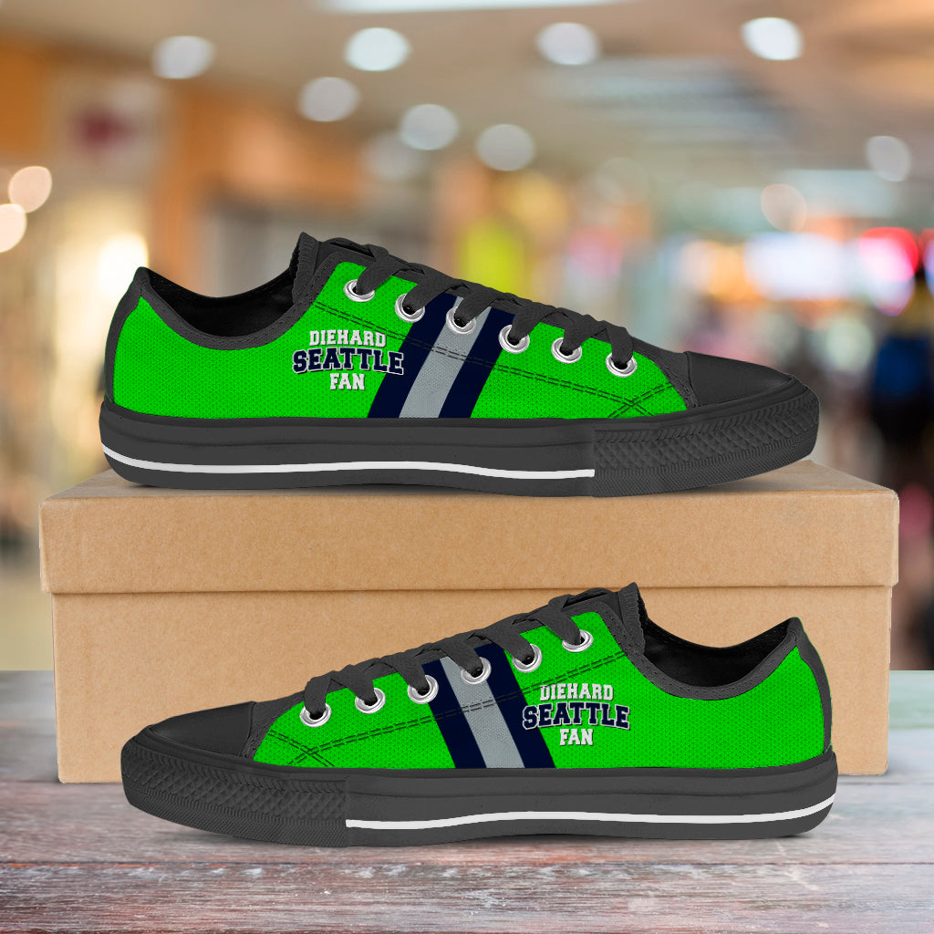 Diehard Seattle Fan Sports  Low Top Shoes Green Black
