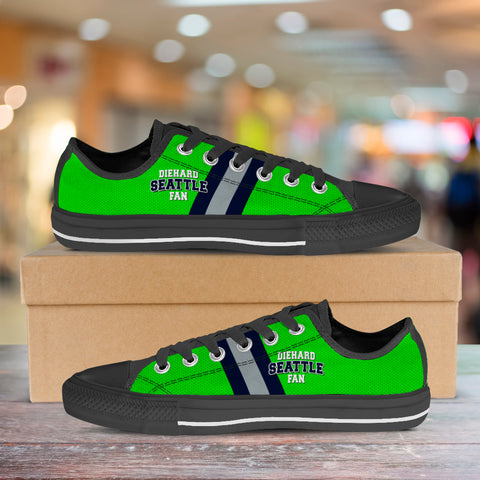 Image of Diehard Seattle Fan Sports  Low Top Shoes Green Black