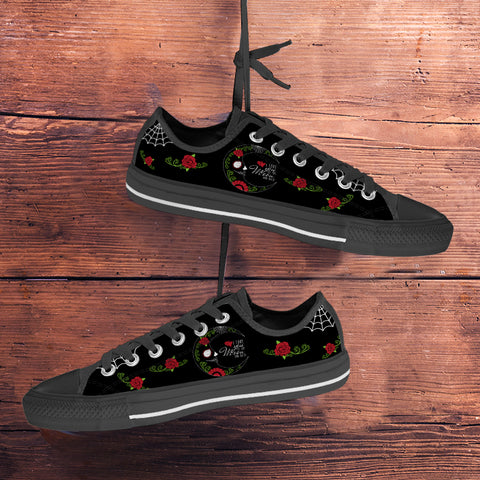 Image of Love You To The Moon Sugar Skull Low Top Shoes Black