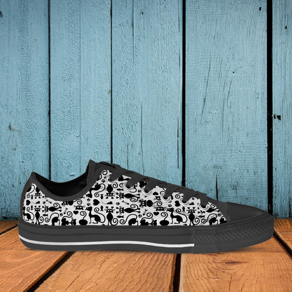 Cats Low Top Shoes White Black