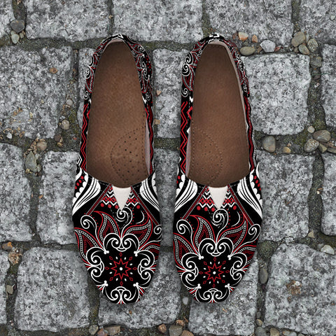 Image of Mandala Ladies Casual Shoes Red and Black