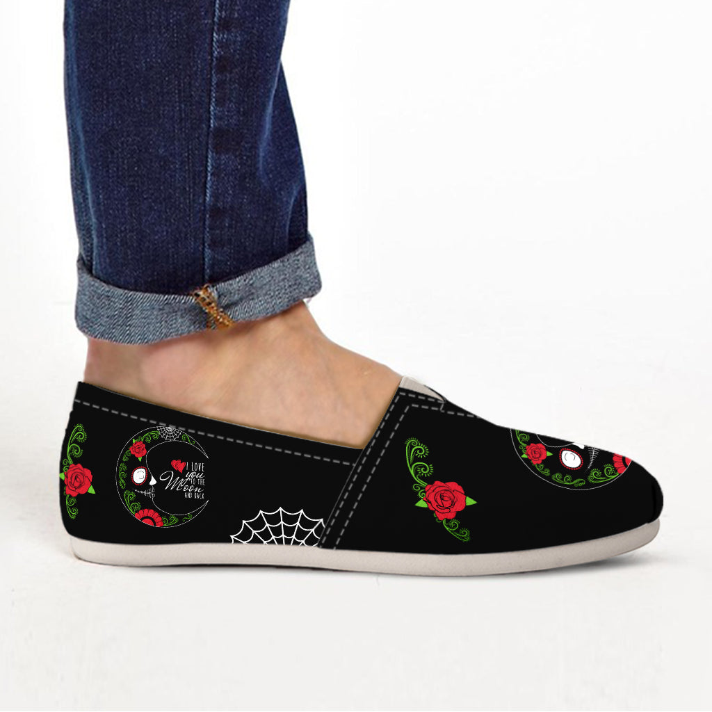 Love You To The Moon Sugar Skull Ladies Casual Shoes