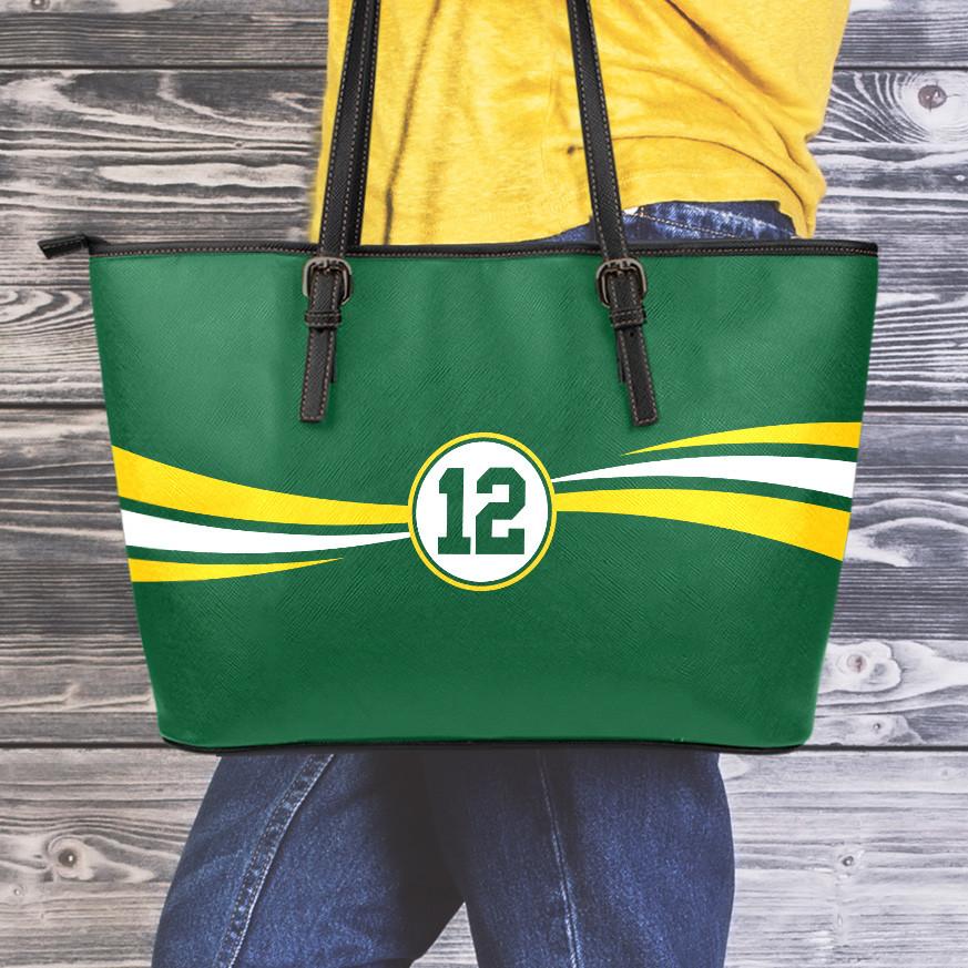 Green Bay 12 Sports Leather Tote Bag Large