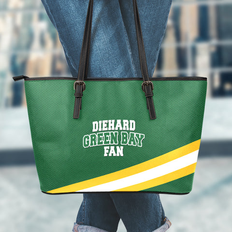 Diehard Green Bay Fan Sports Leather Tote Bag