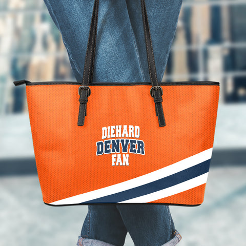 Image of Diehard Denver Fan Sports Leather Tote Bag Orange