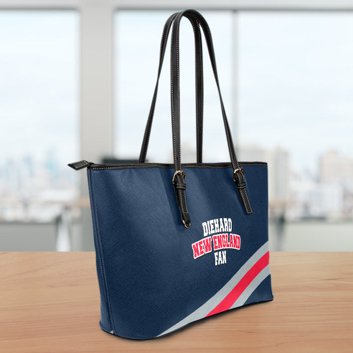Diehard New England Fan Sports Large Leather Tote Bag