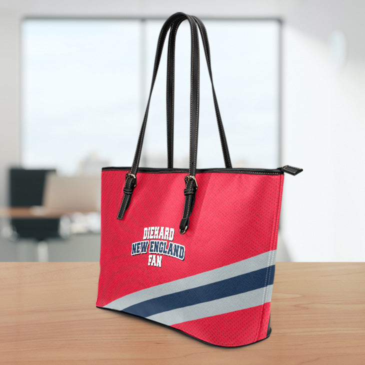 Diehard New England Fan Sports Large Leather Tote Bag