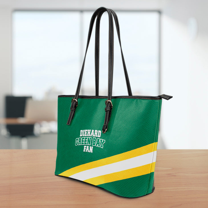 Diehard Green Bay Fan Sports Leather Tote Bag