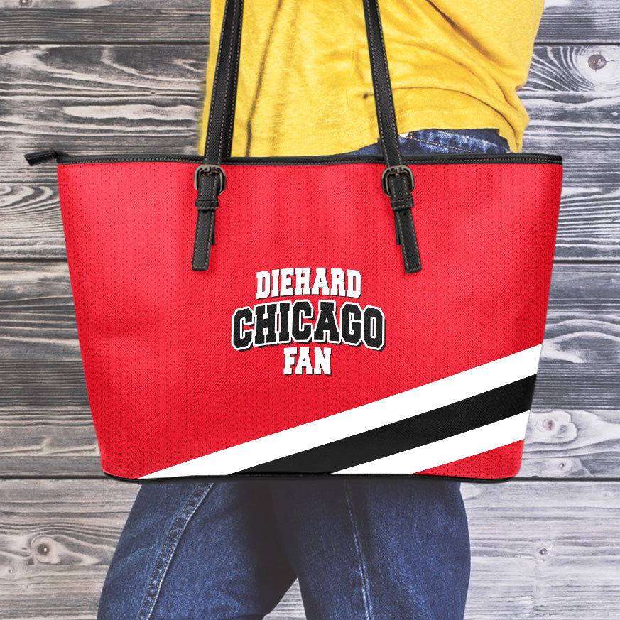 Diehard Chicago Fan Sports Small Leather Tote Bag