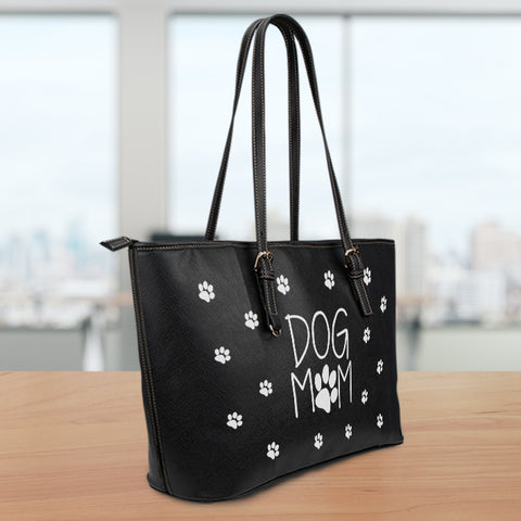 Image of Dog Mom Leather Tote Bag