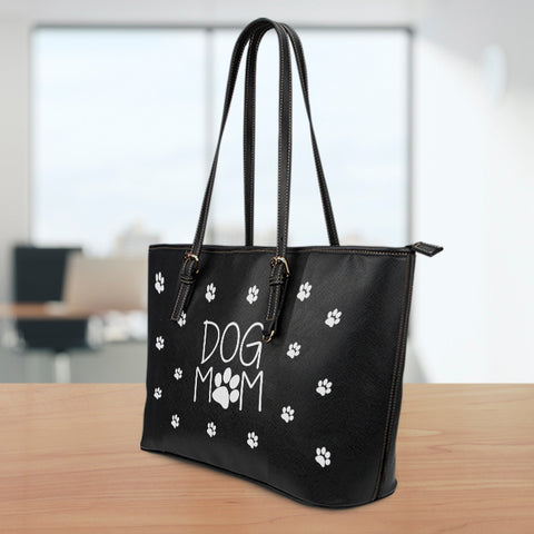 Image of Dog Mom Leather Tote Bag
