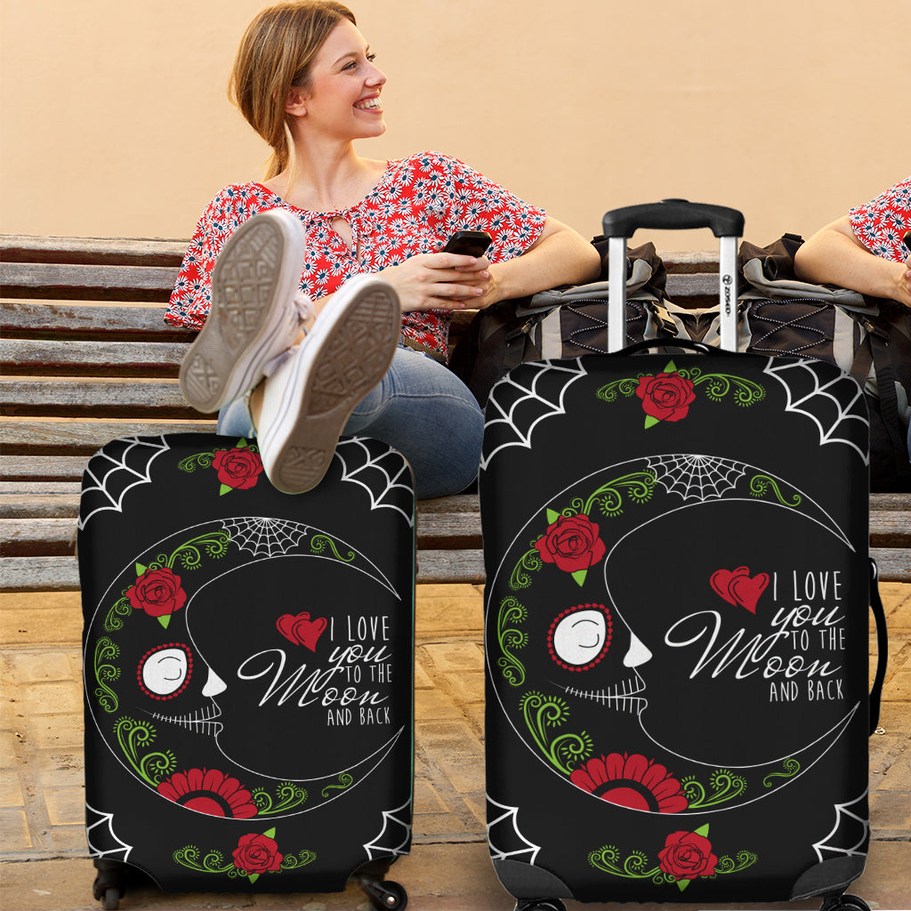 Love You To The Moon Sugar Skull Luggage Cover
