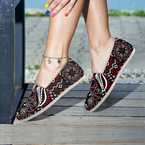 Image of Mandala Ladies Casual Shoes Red and Black